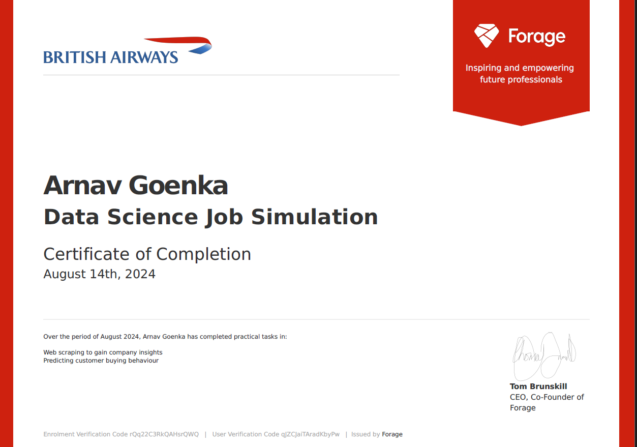 British Airways Data Science Job Simulation